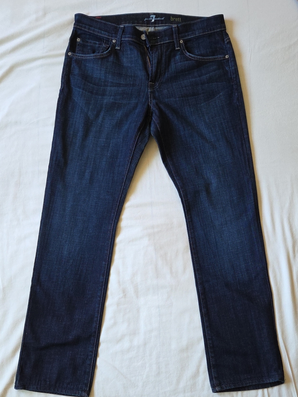Men's 7 For All Mankind Men's Brett Straight Jeans Sz 32x30 - Dark Indigo
